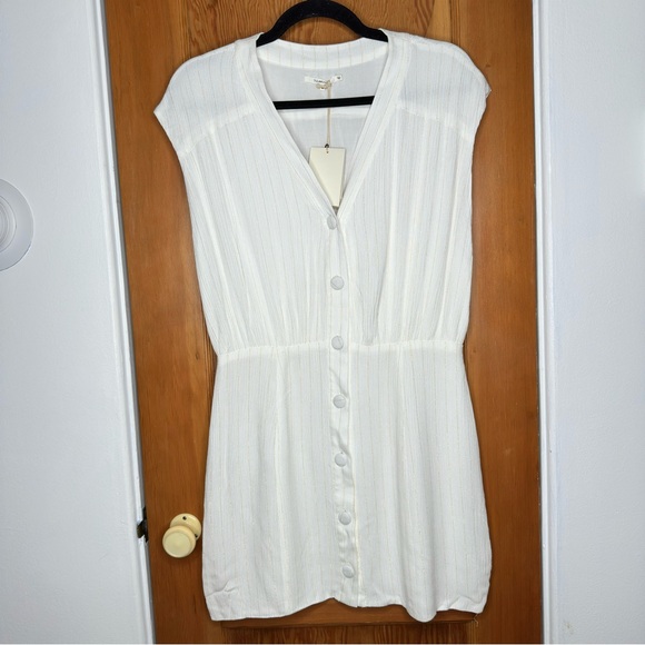 Tularosa Dresses & Skirts - tularosa metallic gold stripe sleeveless mini dress